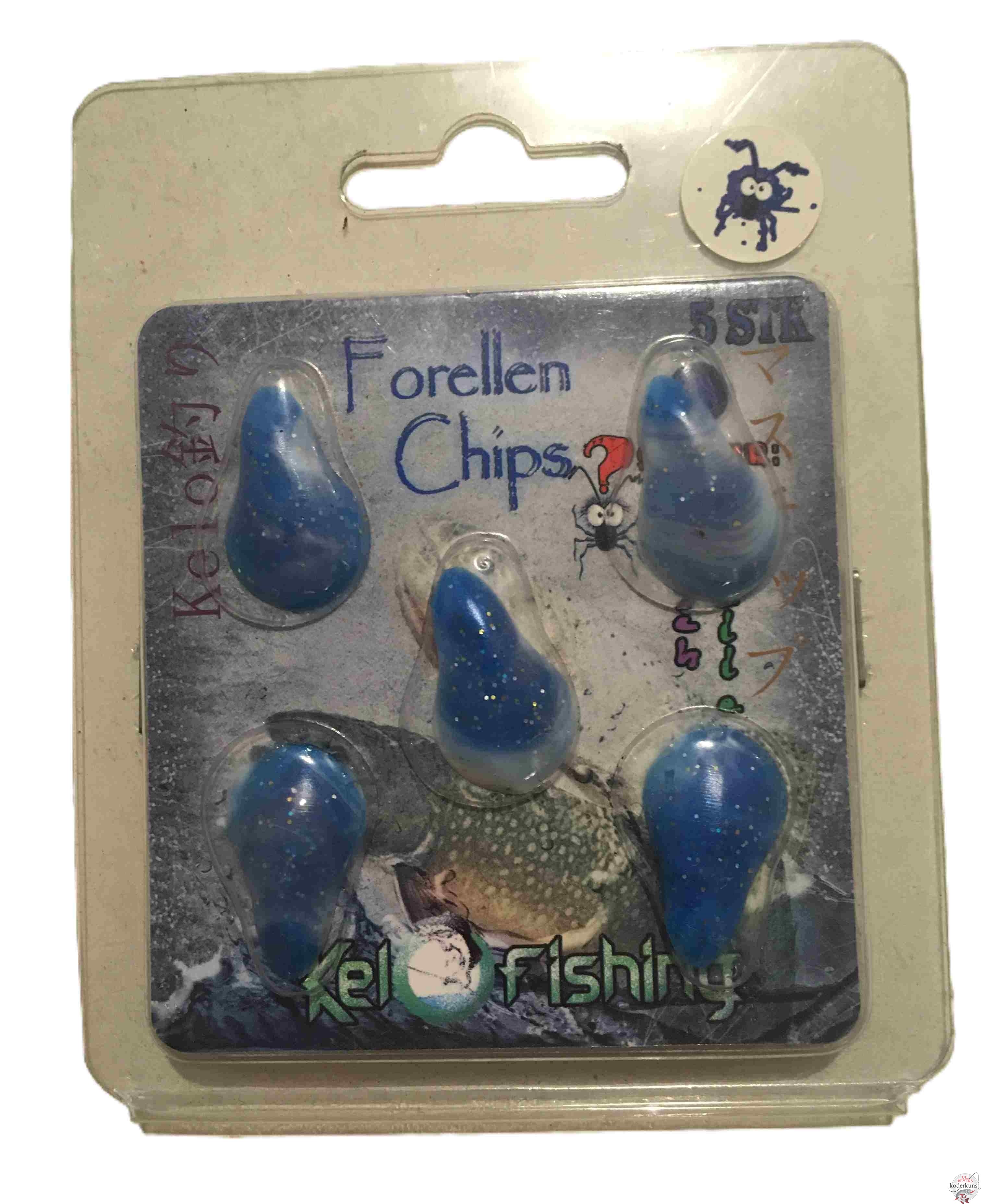 KelOFishing - Forellen Chips 2,5cm - Blau Glitter A08