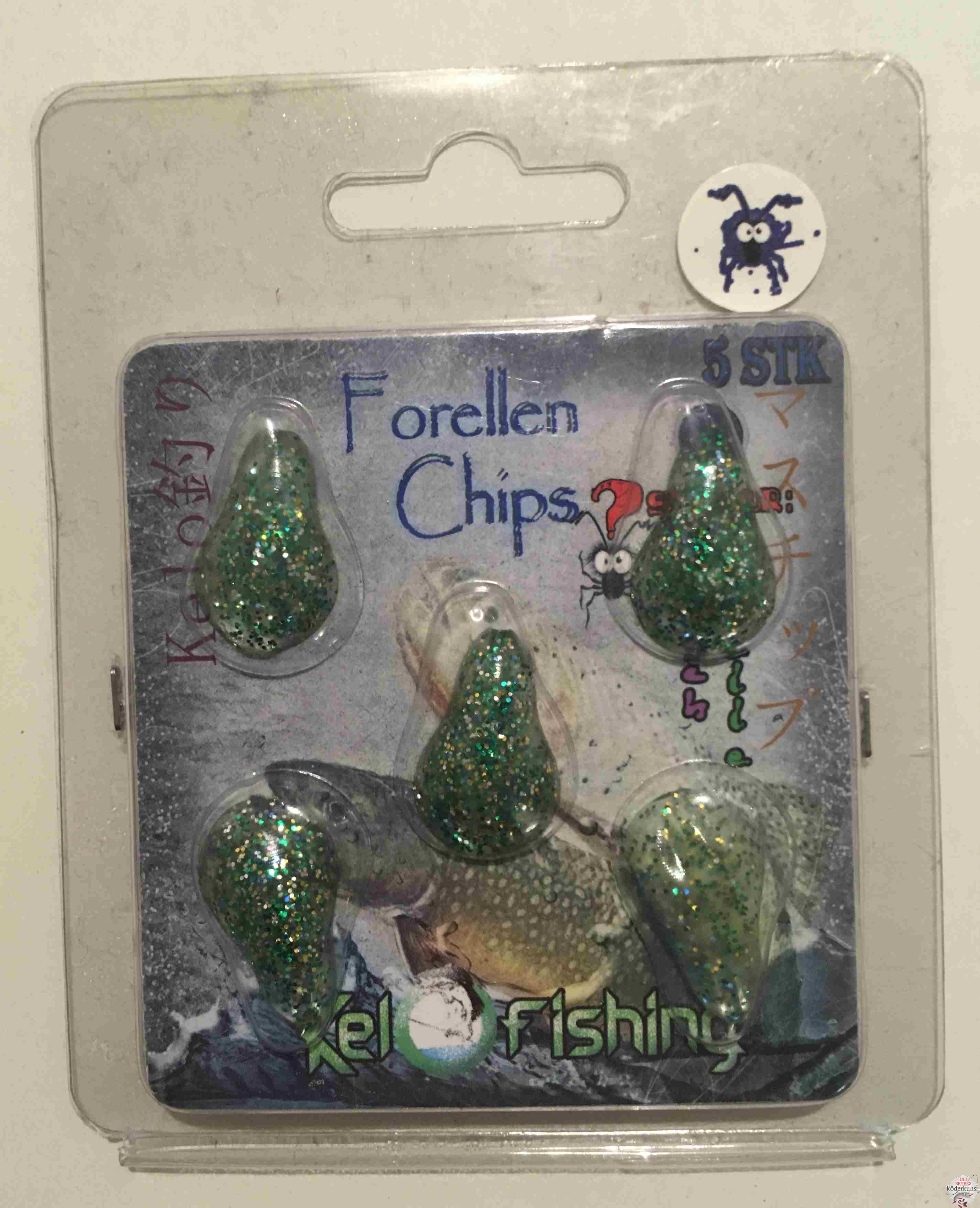 KelOFishing - Forellen Chips 2,5cm - Gruen Glitter A04