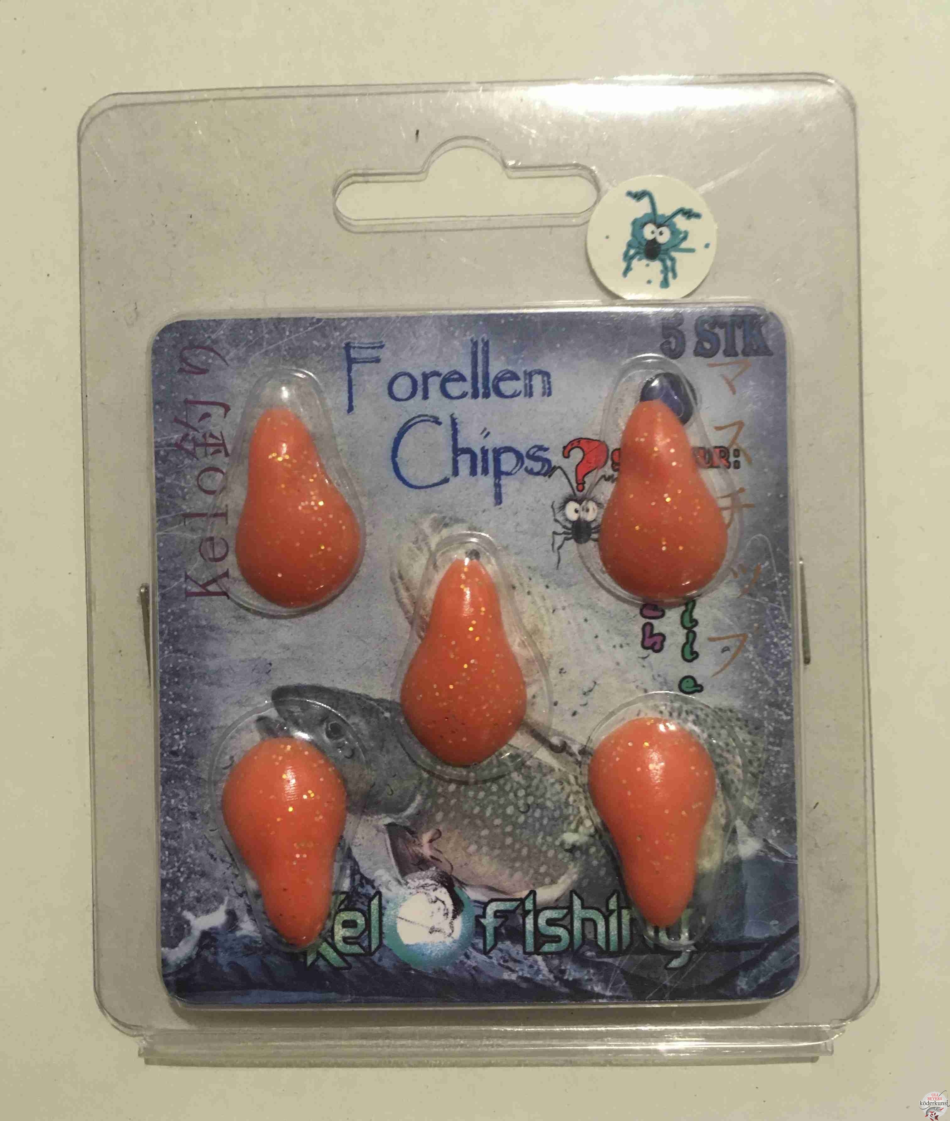 KelOFishing - Forellen Chips 2,5cm - Orange Glitter A02