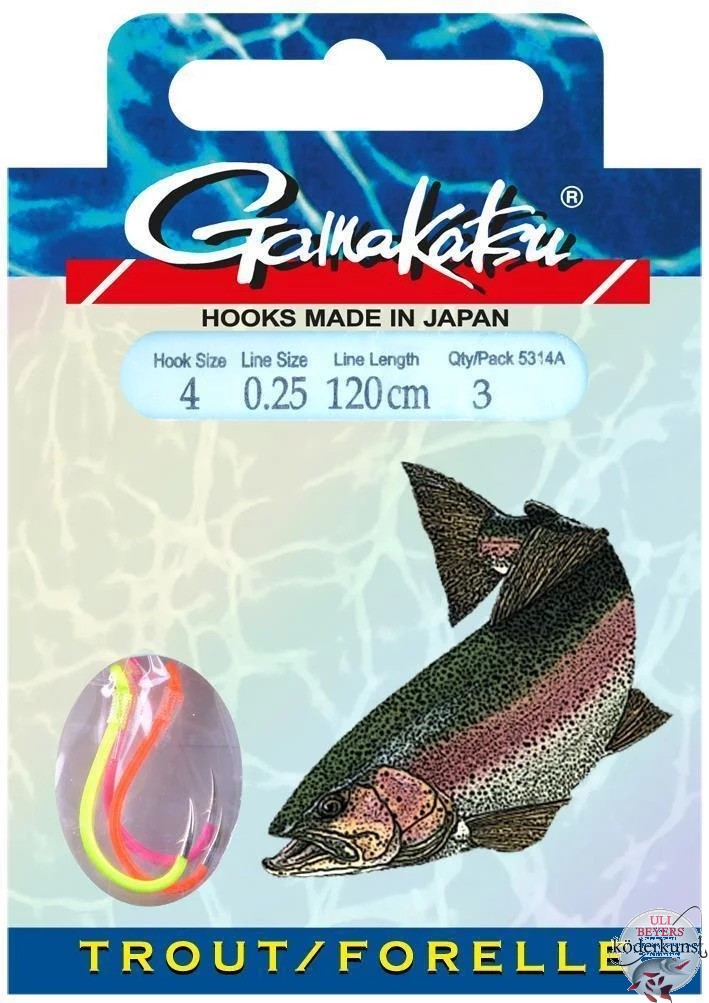 Gamakatsu - Vorfachhaken BKD-5314A Forelle - 120cm