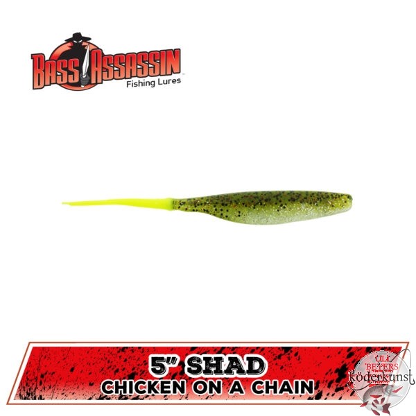 Bass Assassin - 5" Shad - Chicken on a chain 