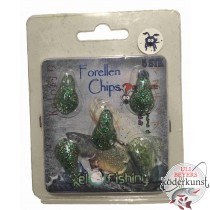 KelOFishing - Forellen Chips 2,5cm - Gruen Glitter A04