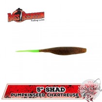 Bass Assassin - 5" Shad - Pumpkin Seed Chartreuse Tail 
