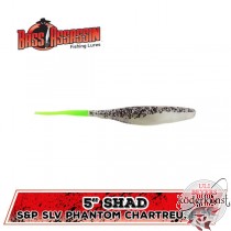 Bass Assassin - 5" Shad - S&P Silver Phantom/ Chartreuse Tail - SALE!!!