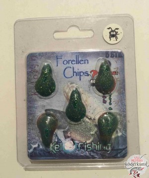 KelOFishing - Forellen Chips 2,5cm - Gruen Braun Glitter A11