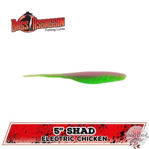 Bass Assassin - 5" Shad - Electric Chicken - SALE!!!