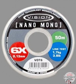 Vision - Nano Mono Tippet Material 6 x on 50 Meter spool - 0,13mm/1,7kg - SALE!!!